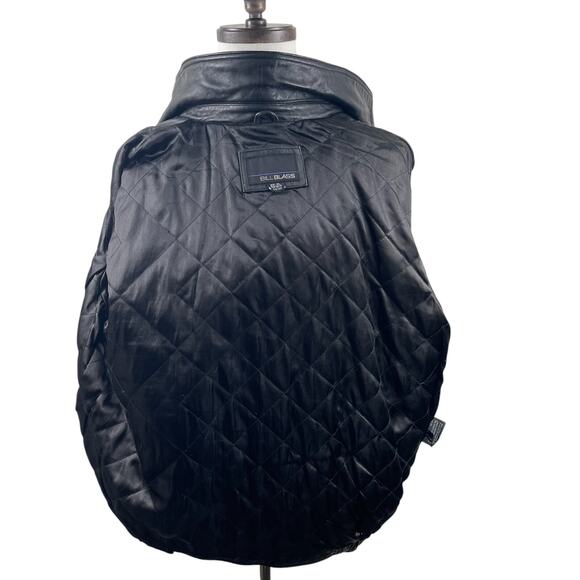 VTG 90s Bill Blass Black Leather Jacket Men XL Bomber Aviator Distressed Moto - Picture 9 of 10